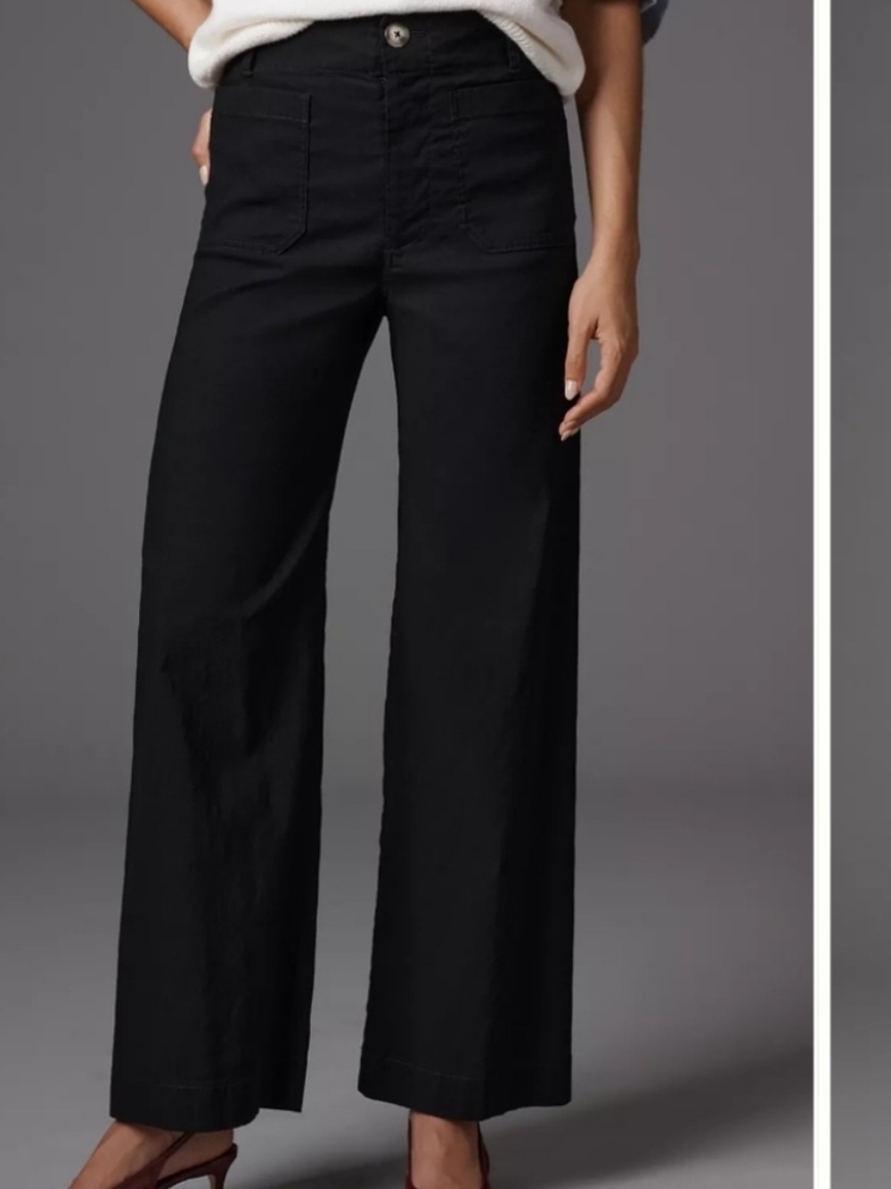 Anthropologie Maeve 25 Colette Full Length Wide Leg Pants Black Relaxed Office